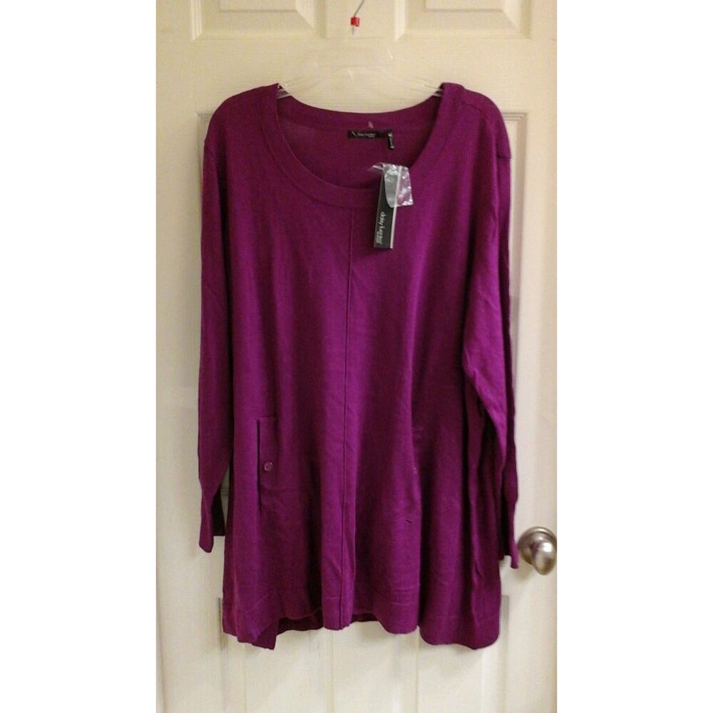 Daisy Fuentes Sweater, Women's plus size 2X fushia pink, Long Sleeve, NWT $52